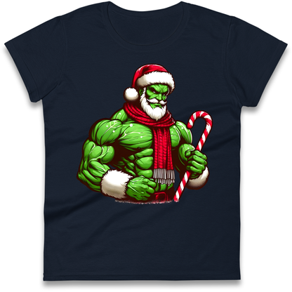 The Hulk Candy Cane Santa Ladies Shirt