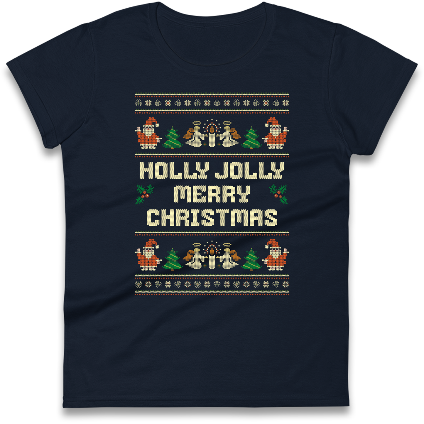 Holly Jolly Merry Christmas Ladies Shirt