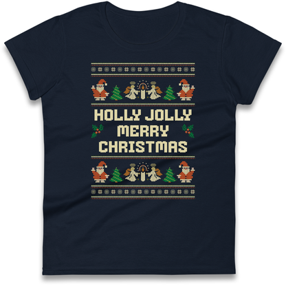 Holly Jolly Merry Christmas Ladies Shirt