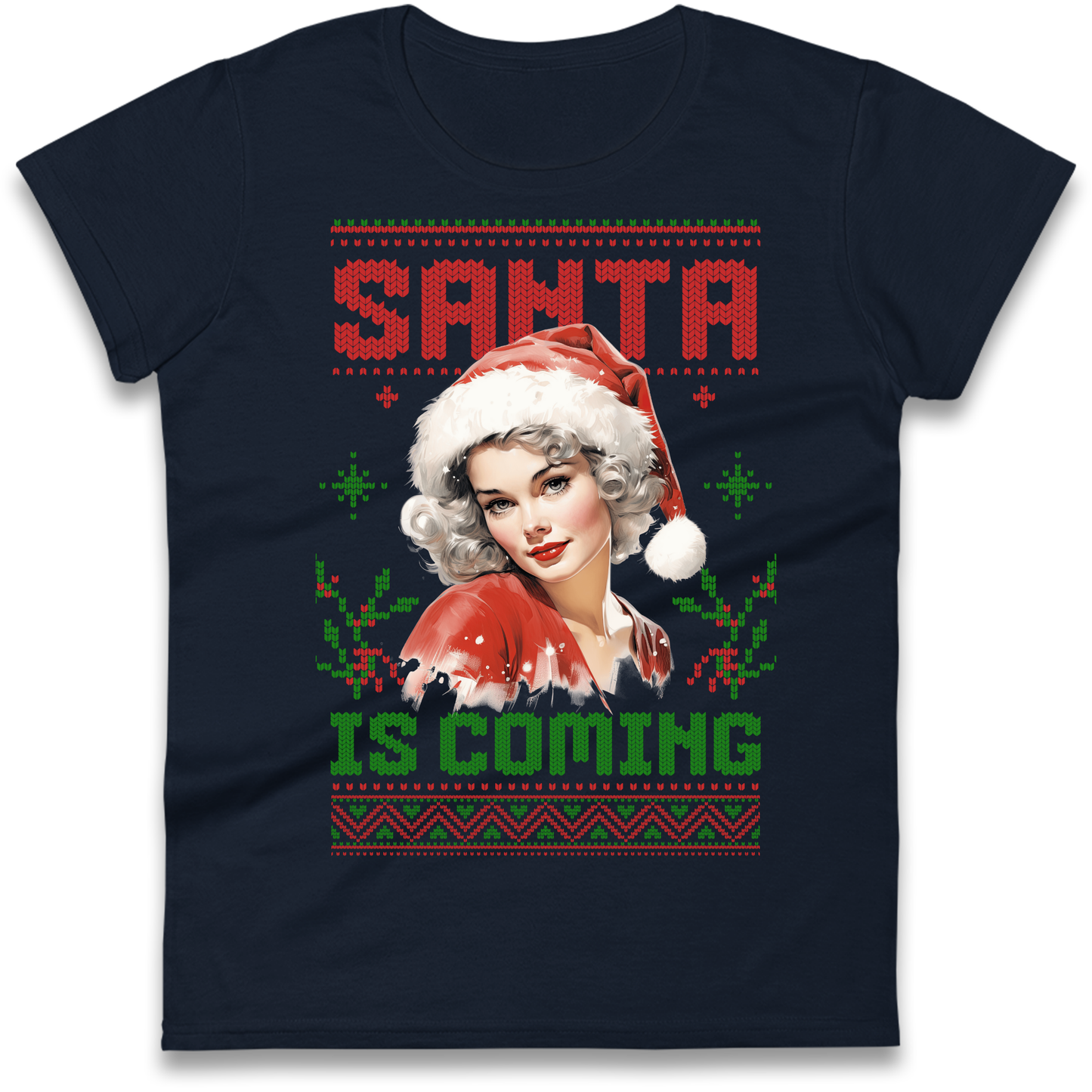 Santa is Coming Christmas Ladies Shirt