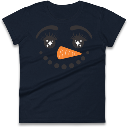 Snowman Face Christmas Ladies Shirt