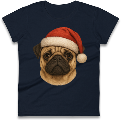 Pug Face Christmas Ladies Shirt