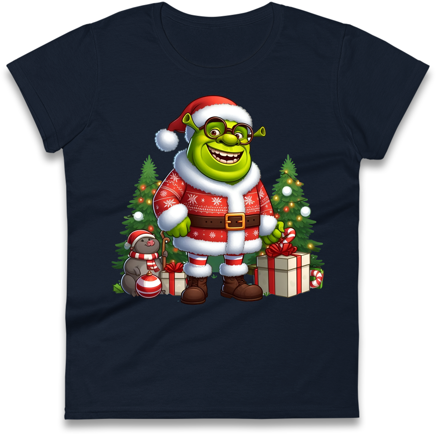 Shrek Santa Claus Presents Ladies Shirt