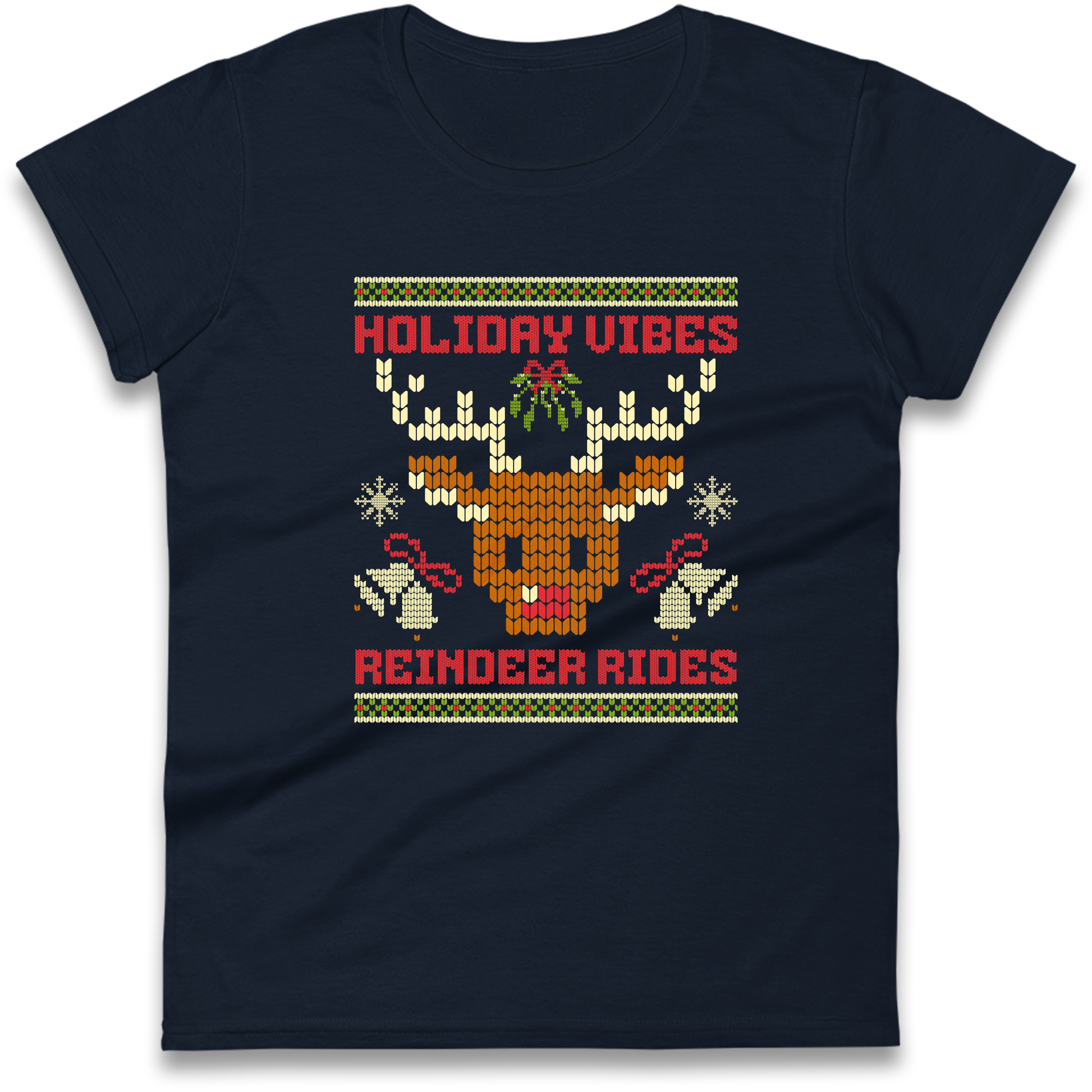 Holiday Vibes Reindeer Rides Christmas Ladies Shirt