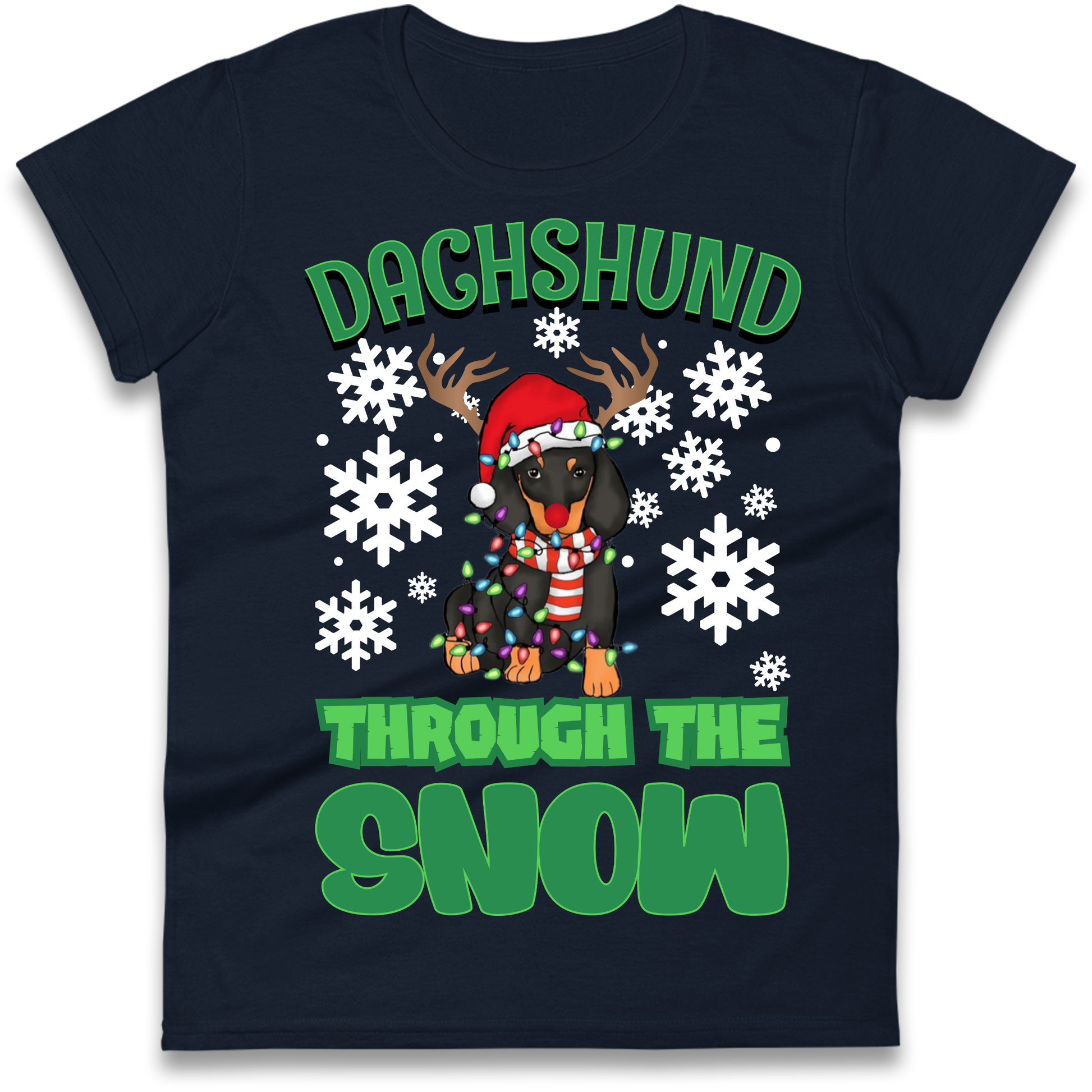 Dachshund Through The Snow Christmas Ladies Shirt