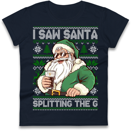 Santa Splitting The G Ladies Shirt