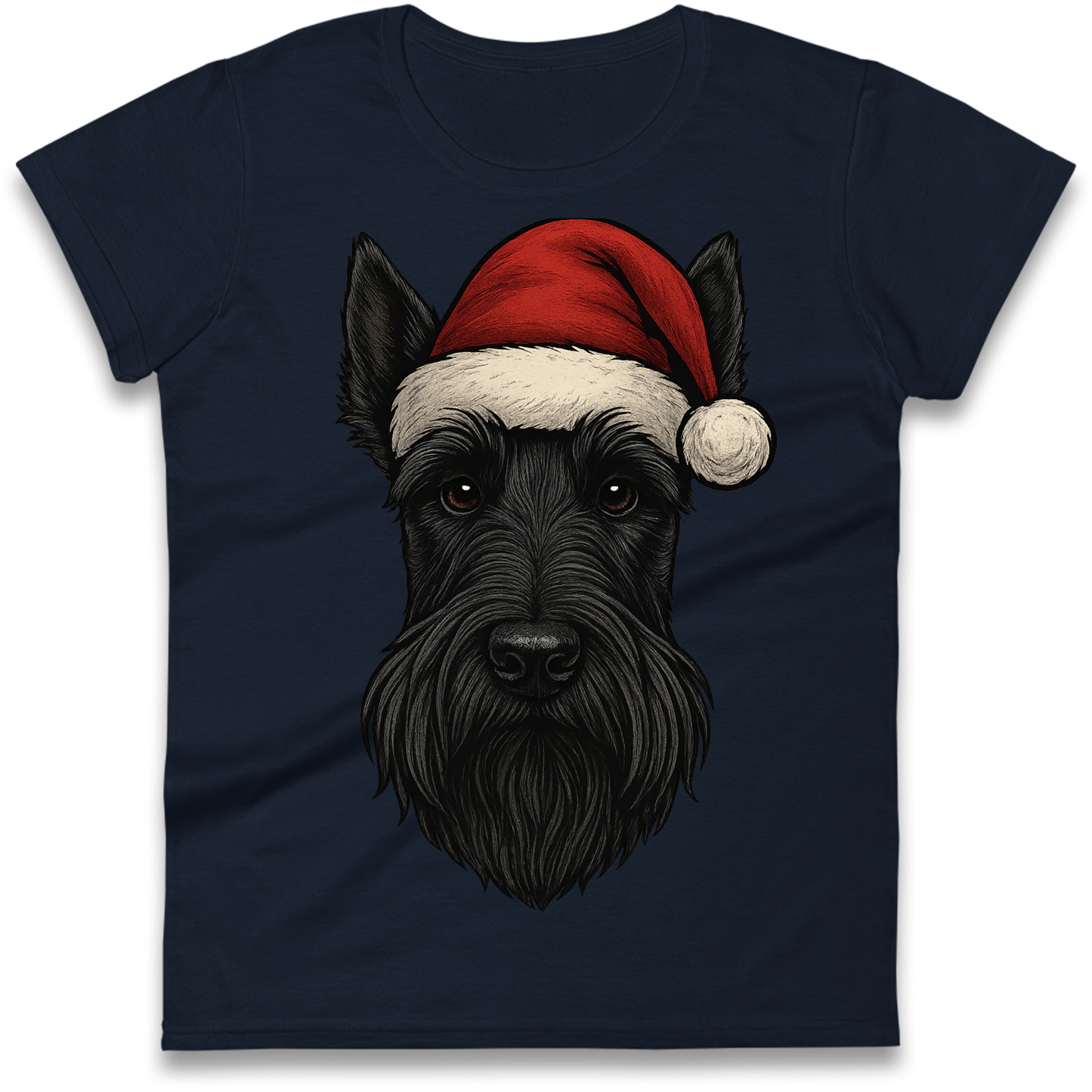 Scottish Terrier Face Christmas Ladies Shirt