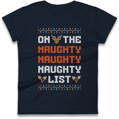 On The Naughty Naughty Naughty List Christmas Ladies Shirt