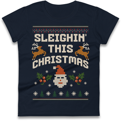 Sleighin This Christmas Christmas Ladies Shirt