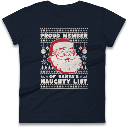 Proud Member Of Santas Naughty List Christmas Ladies Shirt