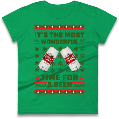 Its The Most Wonderful Time for A Beer Stella Christmas Ladies Shirt