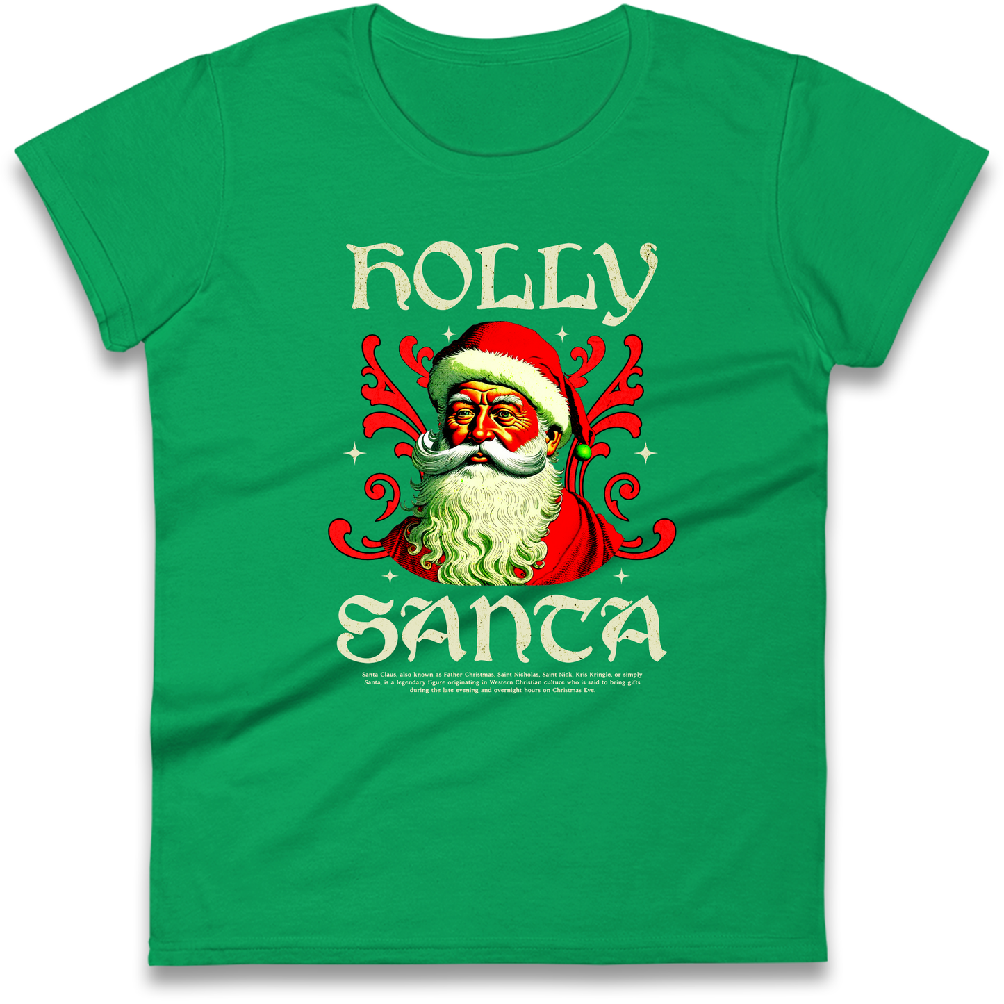 Holly Santa Christmas Ladies Shirt