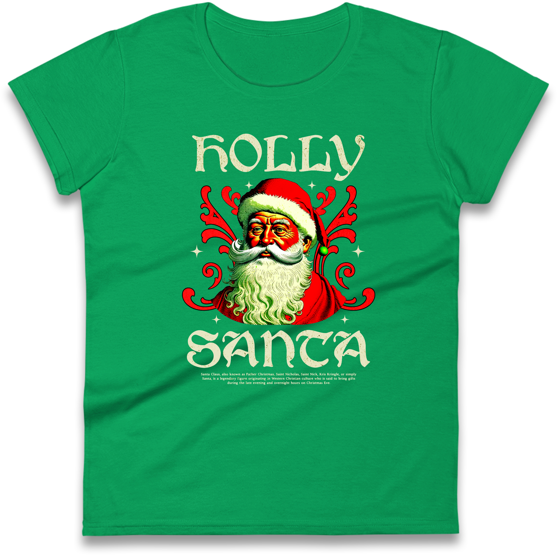 Holly Santa Christmas Ladies Shirt