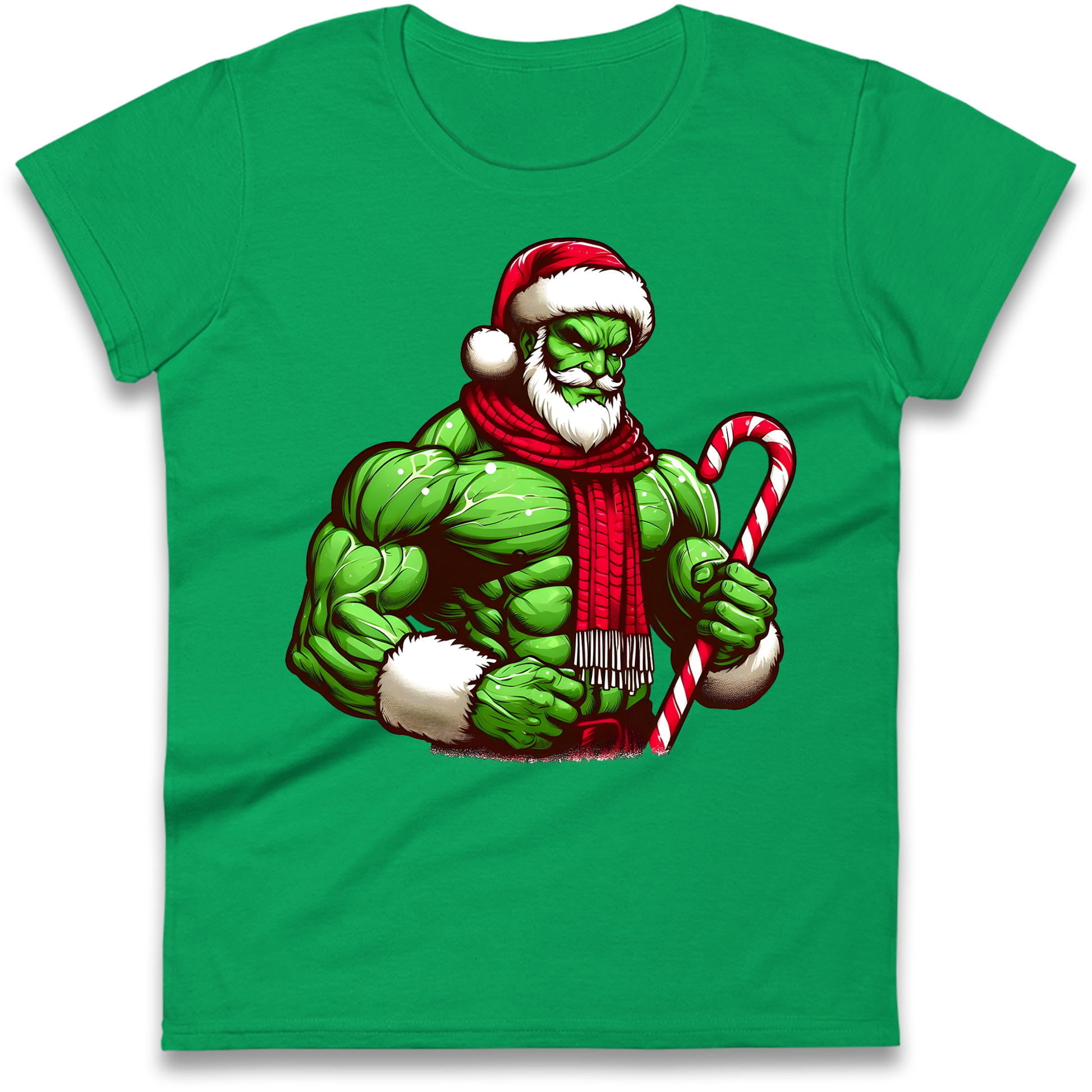The Hulk Candy Cane Santa Ladies Shirt