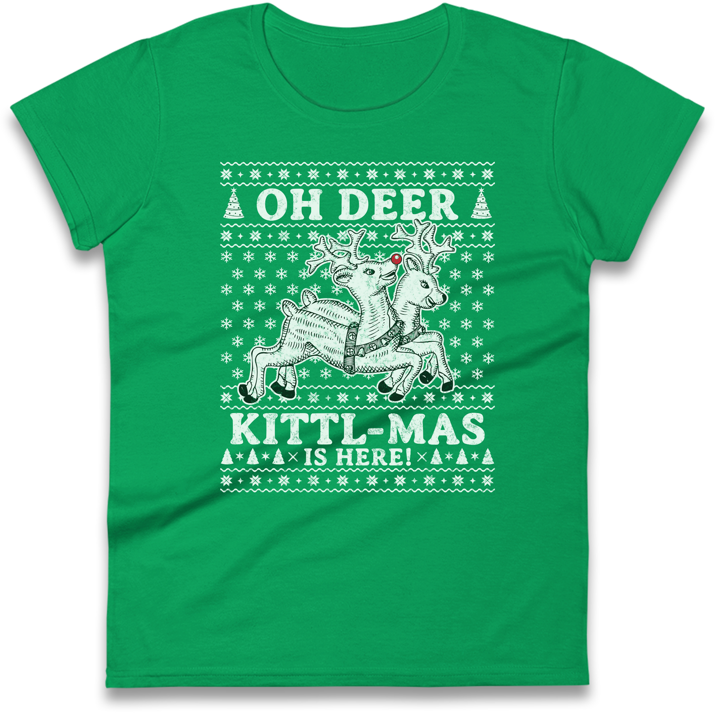 Oh Deer Kittl Mas Is Here Christmas Ladies Shirt
