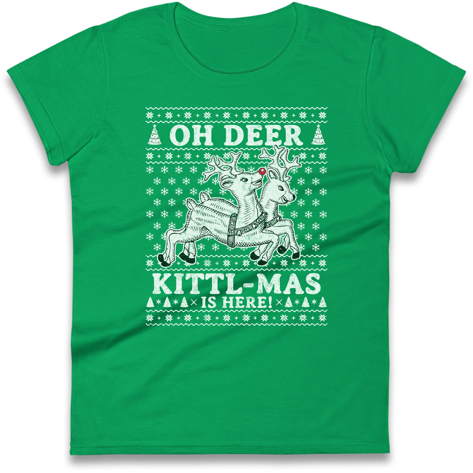 Oh Deer Kittl Mas Is Here Christmas Ladies Shirt