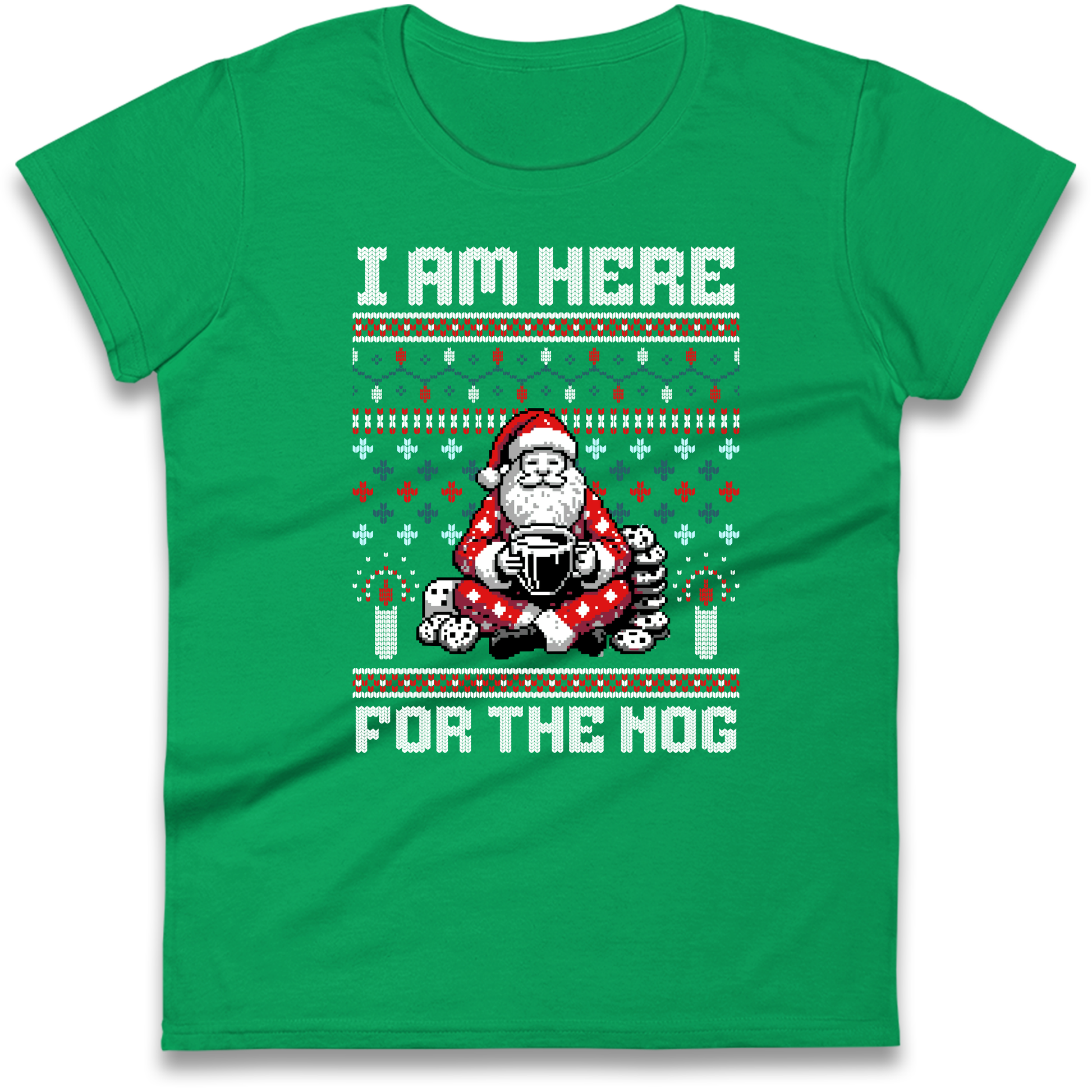 I am Here For The Nog Christmas Ladies Shirt