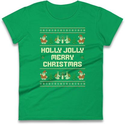 Holly Jolly Merry Christmas Ladies Shirt