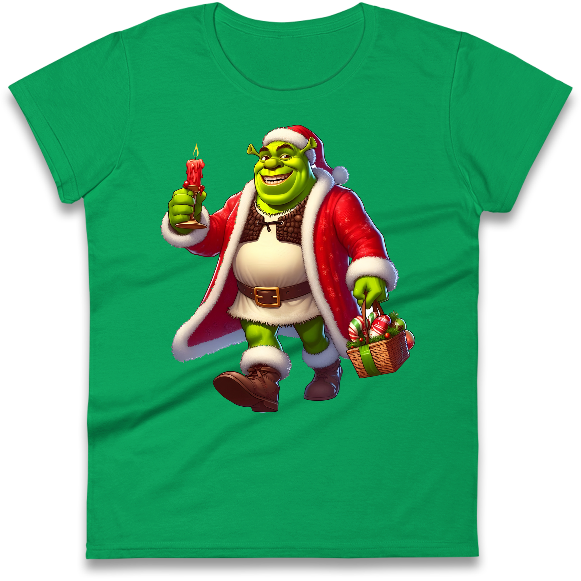 Shrek Santa Candle Ladies Shirt