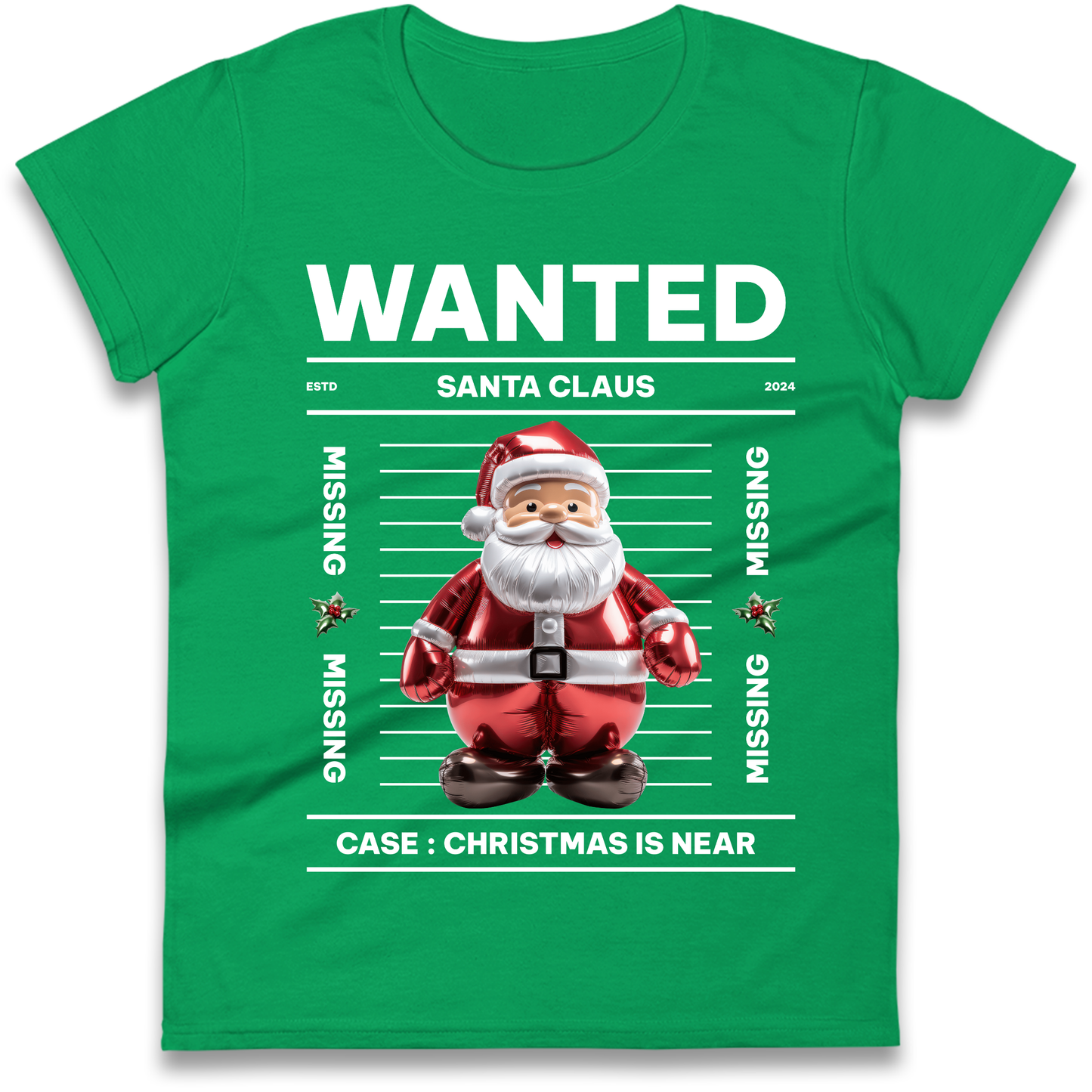 Wanted Santa Claus Christmas Ladies Shirt