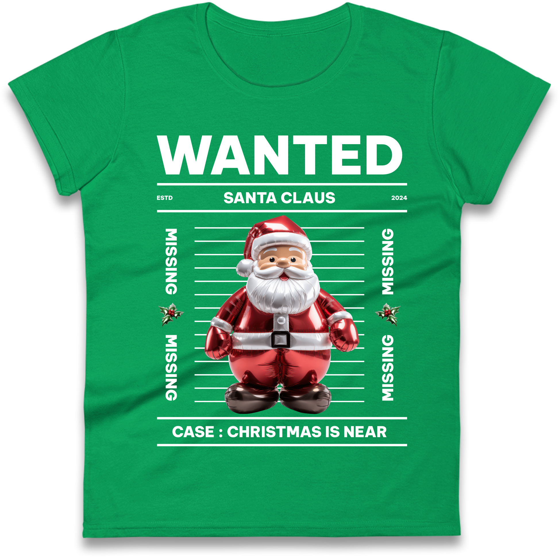 Wanted Santa Claus Christmas Ladies Shirt