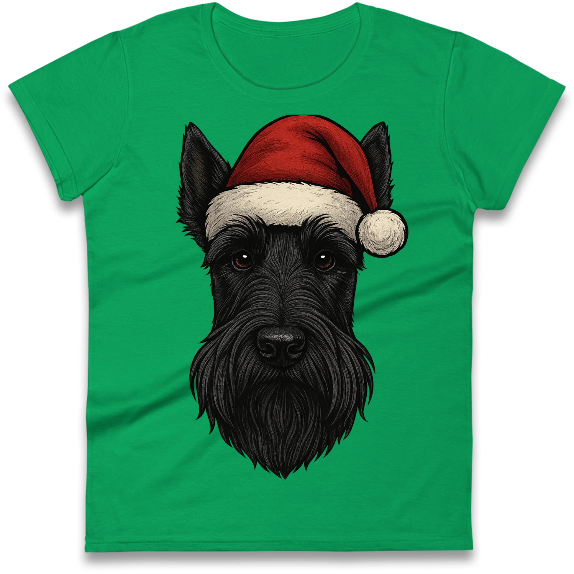 Scottish Terrier Face Christmas Ladies Shirt