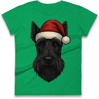 Scottish Terrier Face Christmas Ladies Shirt