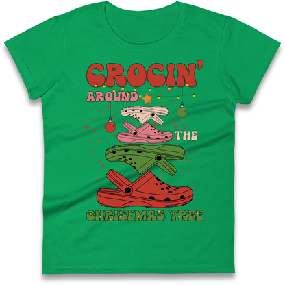 Crockin Around the Christmas Tree Christmas Ladies Shirt