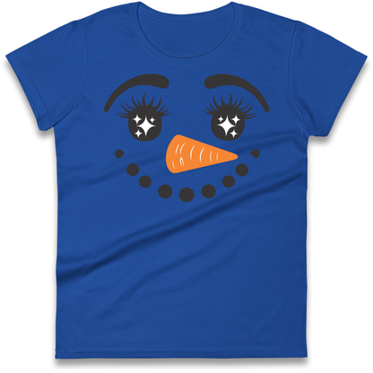 Snowman Face Christmas Ladies Shirt