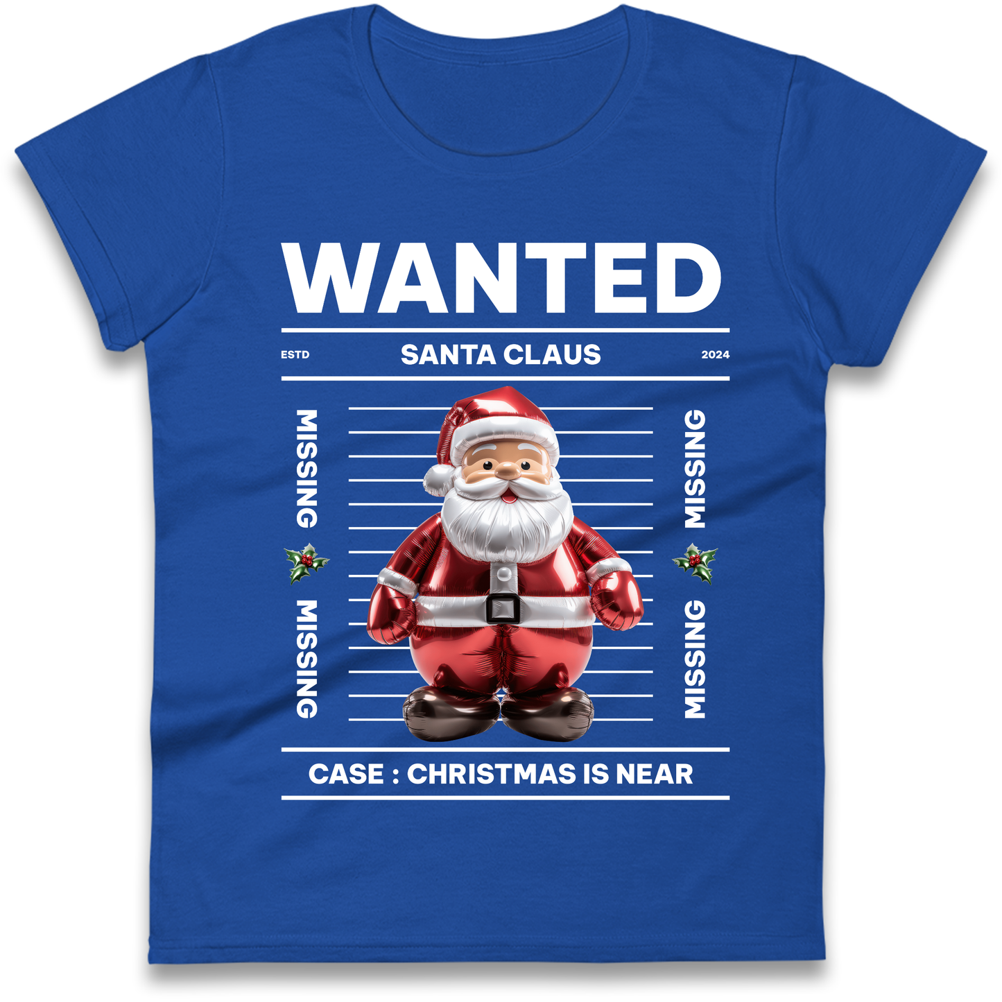 Wanted Santa Claus Christmas Ladies Shirt