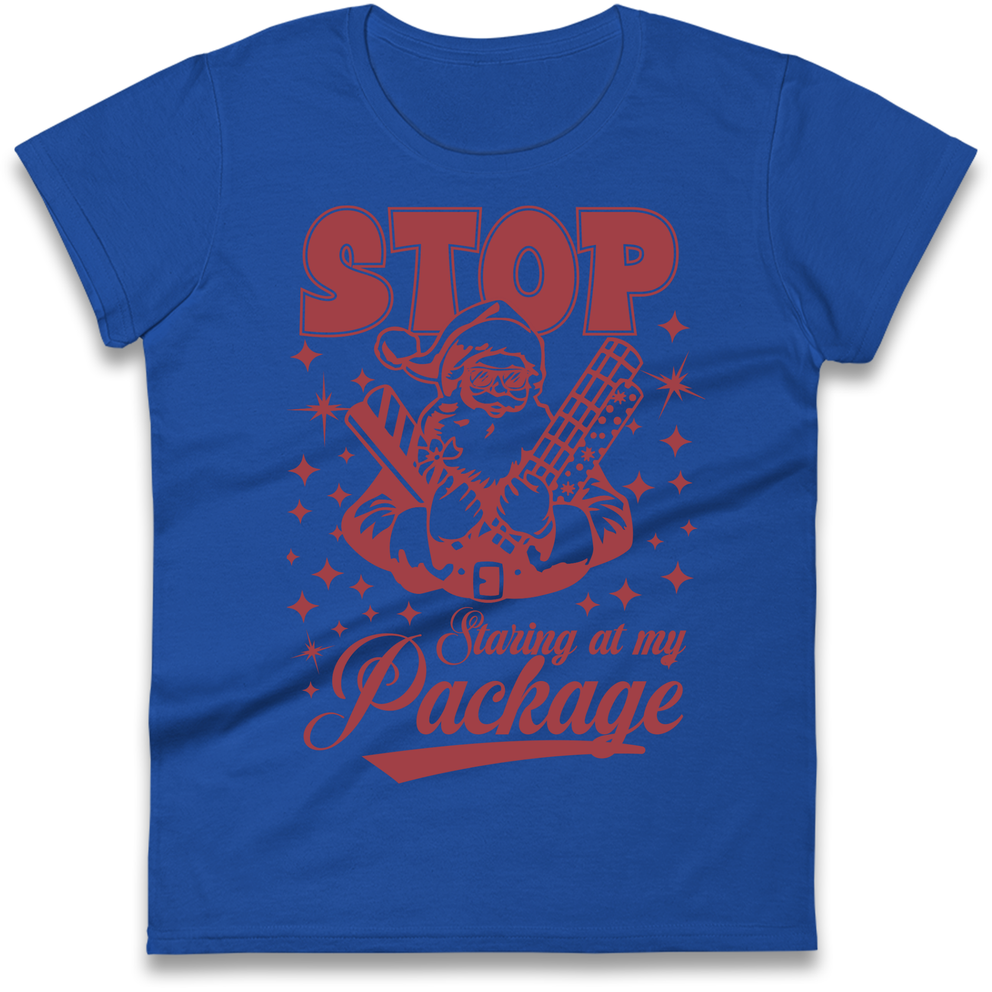 Stop Staring at My Package Christmas Ladies Shirt