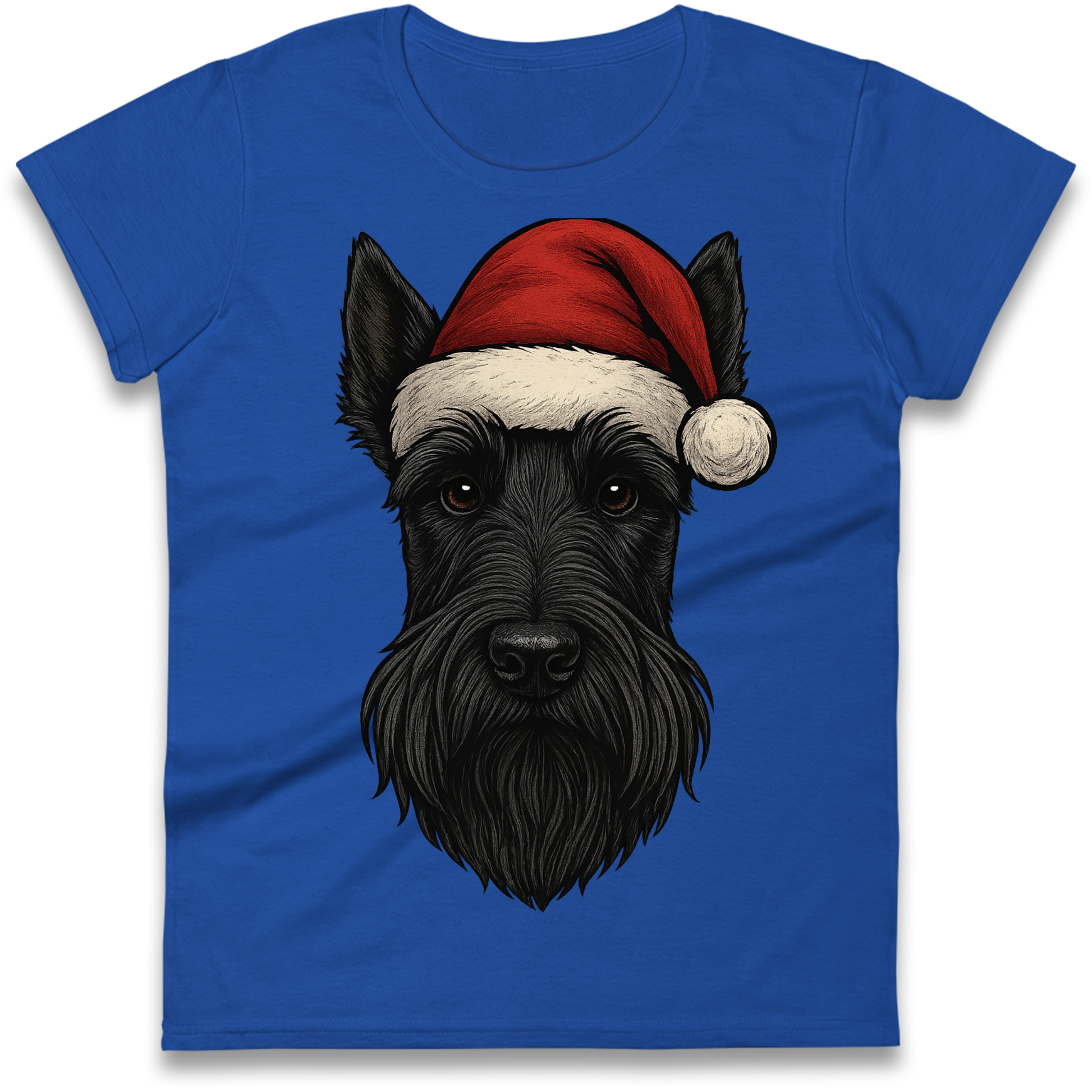 Scottish Terrier Face Christmas Ladies Shirt