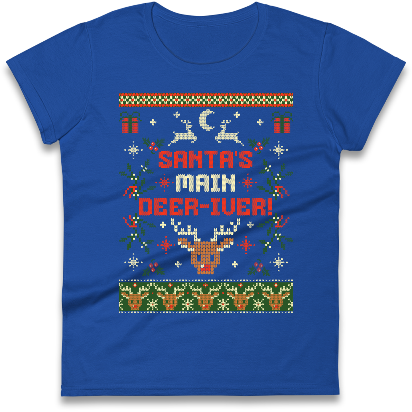 Santas Main Deer iver Christmas Ladies Shirt