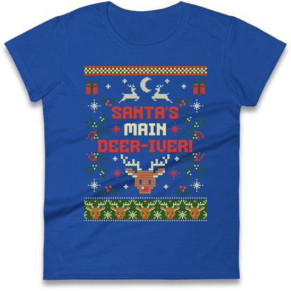 Santas Main Deer iver Christmas Ladies Shirt