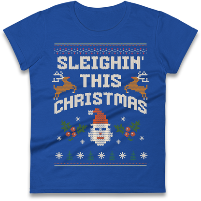 Sleighin This Christmas Christmas Ladies Shirt