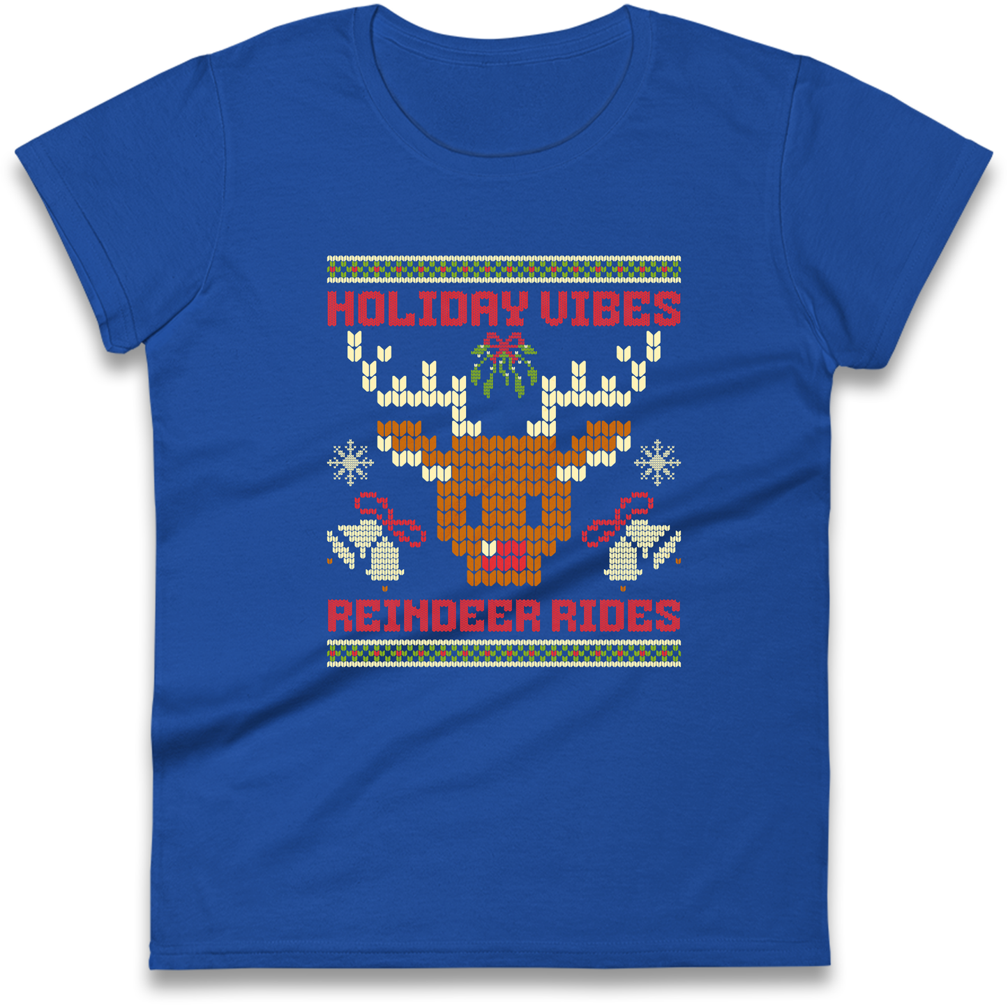 Holiday Vibes Reindeer Rides Christmas Ladies Shirt