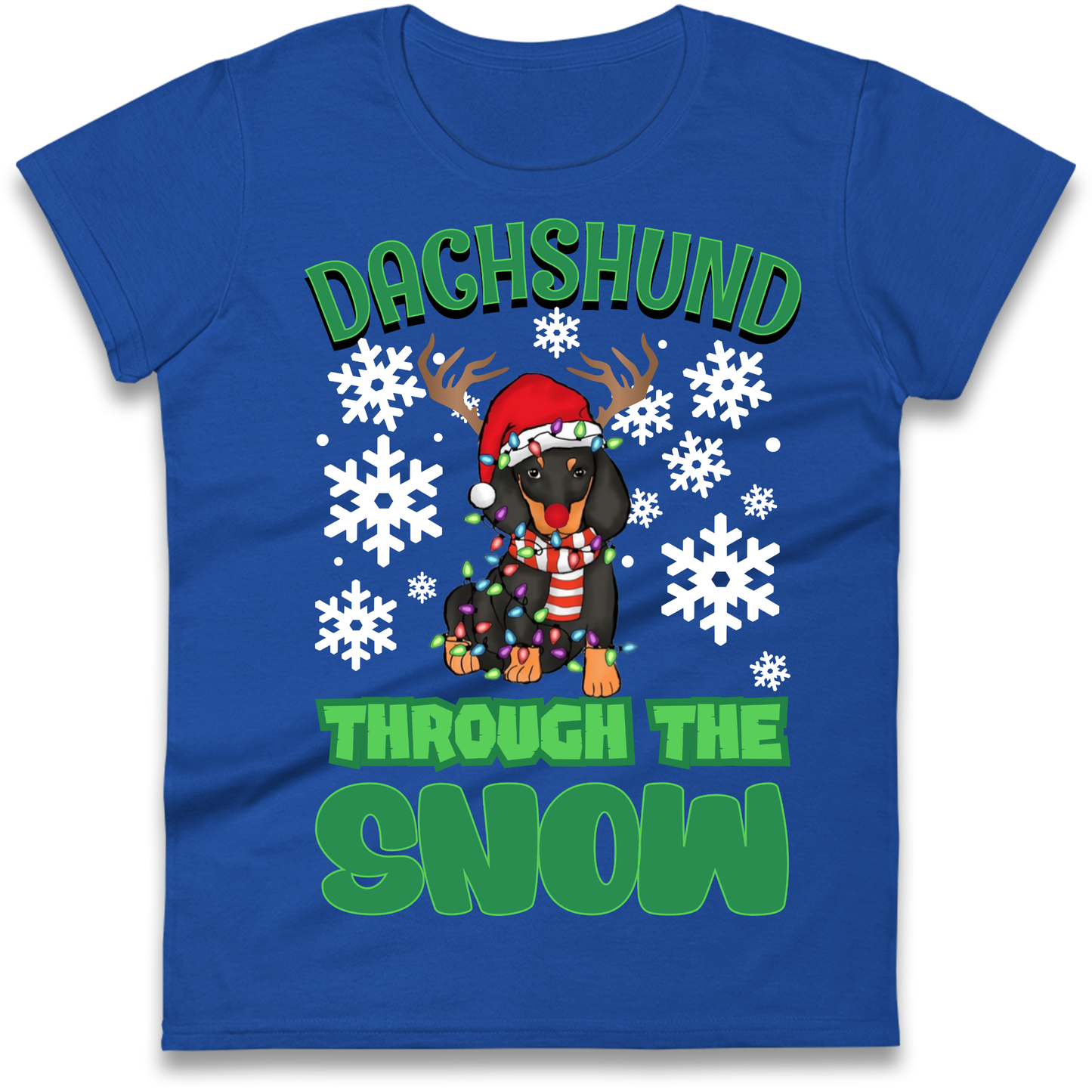 Dachshund Through The Snow Christmas Ladies Shirt