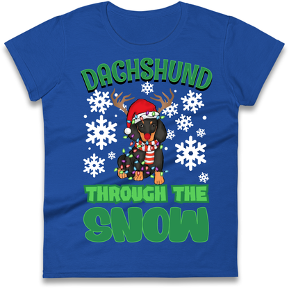 Dachshund Through The Snow Christmas Ladies Shirt