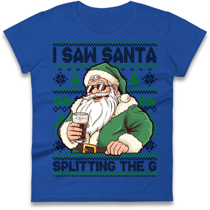 Santa Splitting The G Ladies Shirt