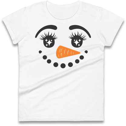 Snowman Face Christmas Ladies Shirt
