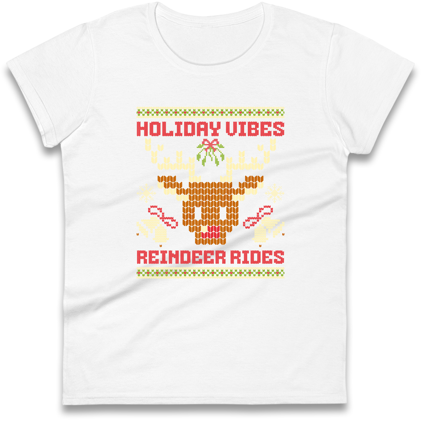 Holiday Vibes Reindeer Rides Christmas Ladies Shirt