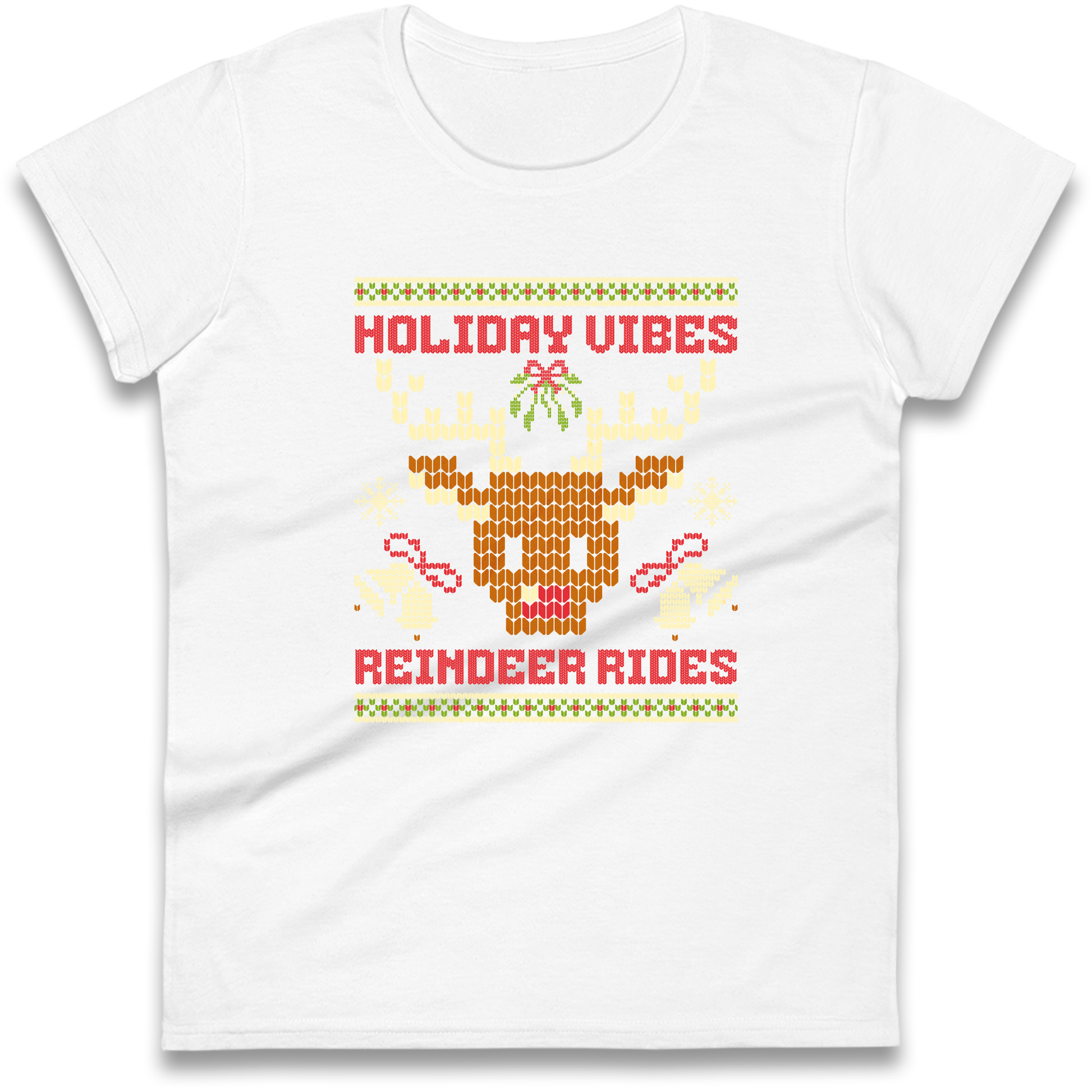 Holiday Vibes Reindeer Rides Christmas Ladies Shirt