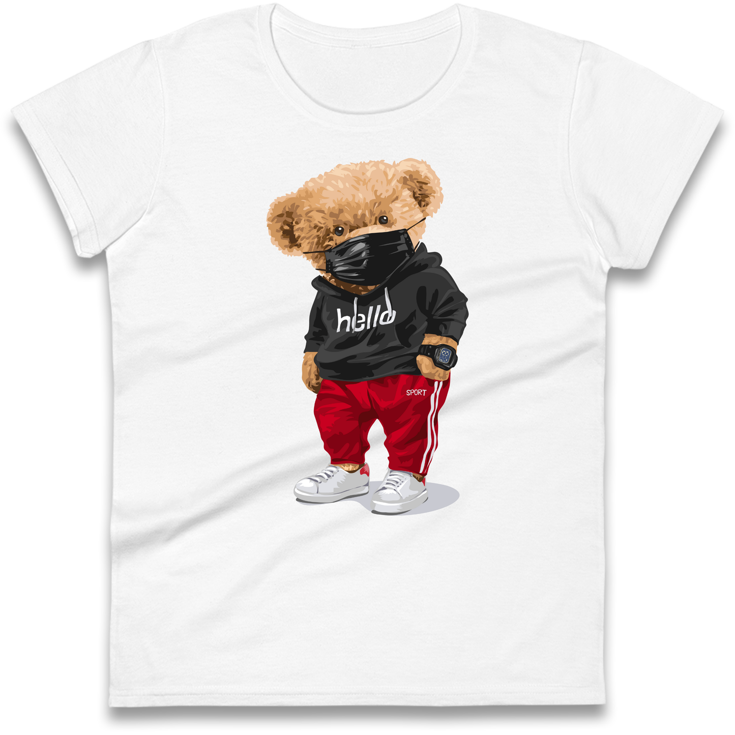 Teddy Bear Hello Streetwear Ladies Shirt