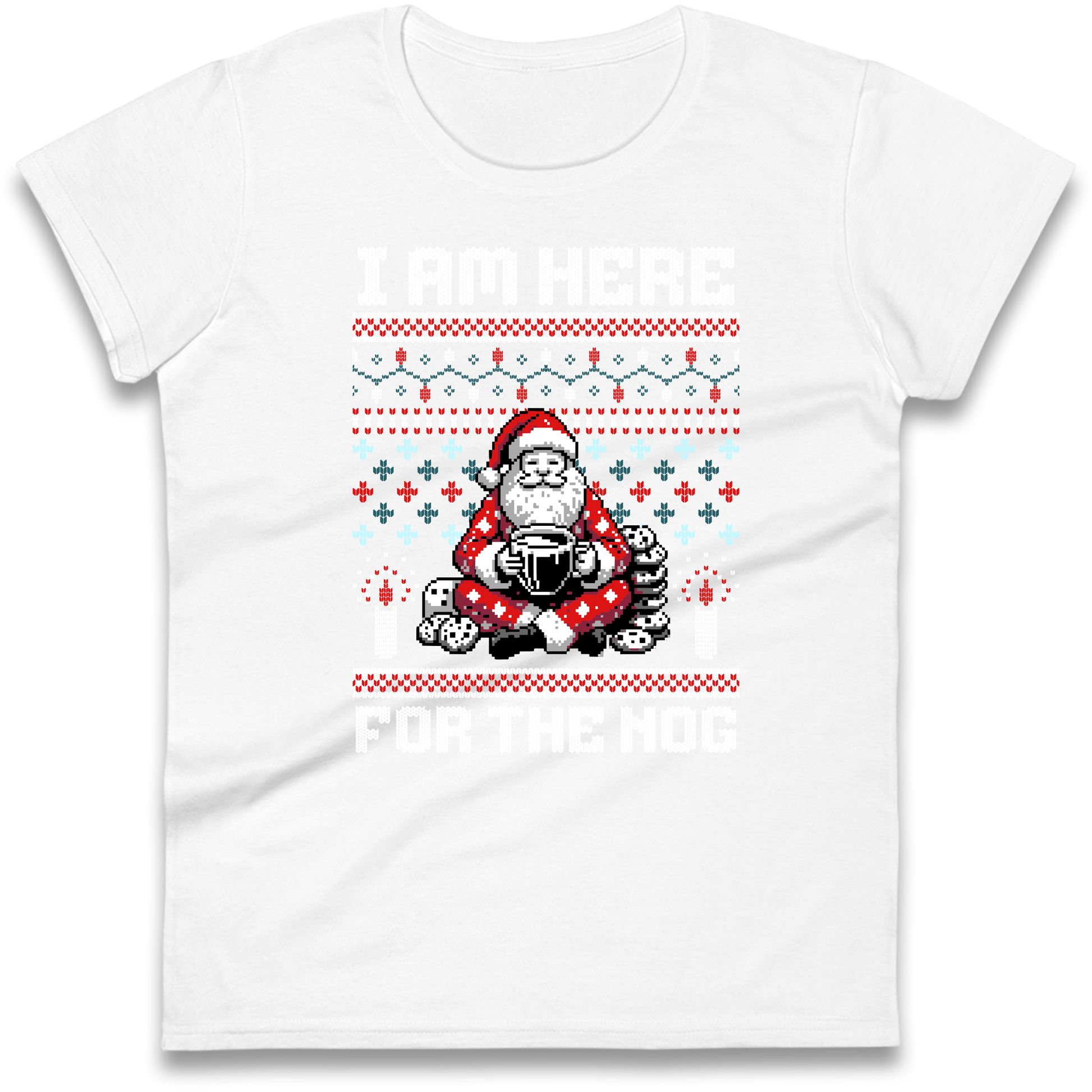 I am Here For The Nog Christmas Ladies Shirt