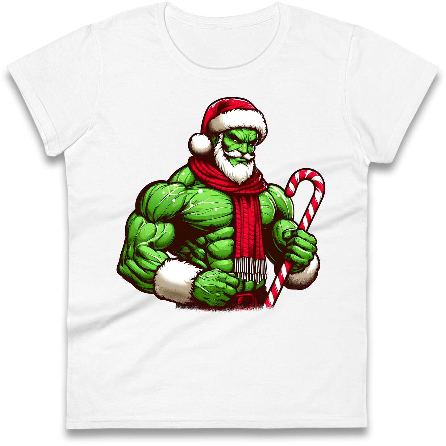 The Hulk Candy Cane Santa Ladies Shirt