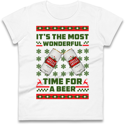 Its The Most Wonderful Time for A Beer Stella Christmas Ladies Shirt