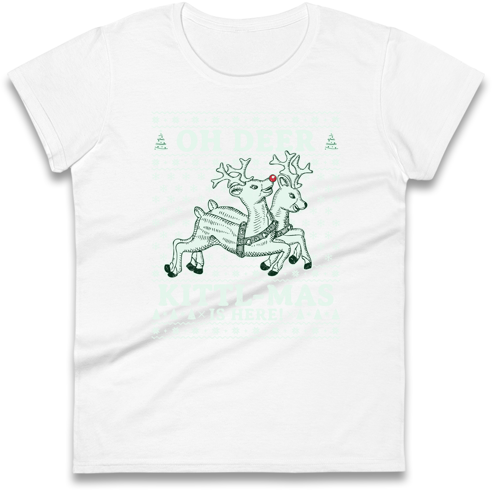 Oh Deer Kittl Mas Is Here Christmas Ladies Shirt