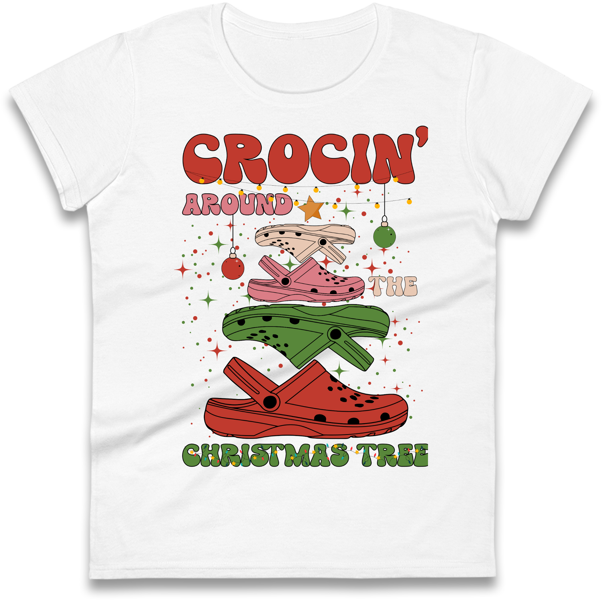 Crockin Around the Christmas Tree Christmas Ladies Shirt