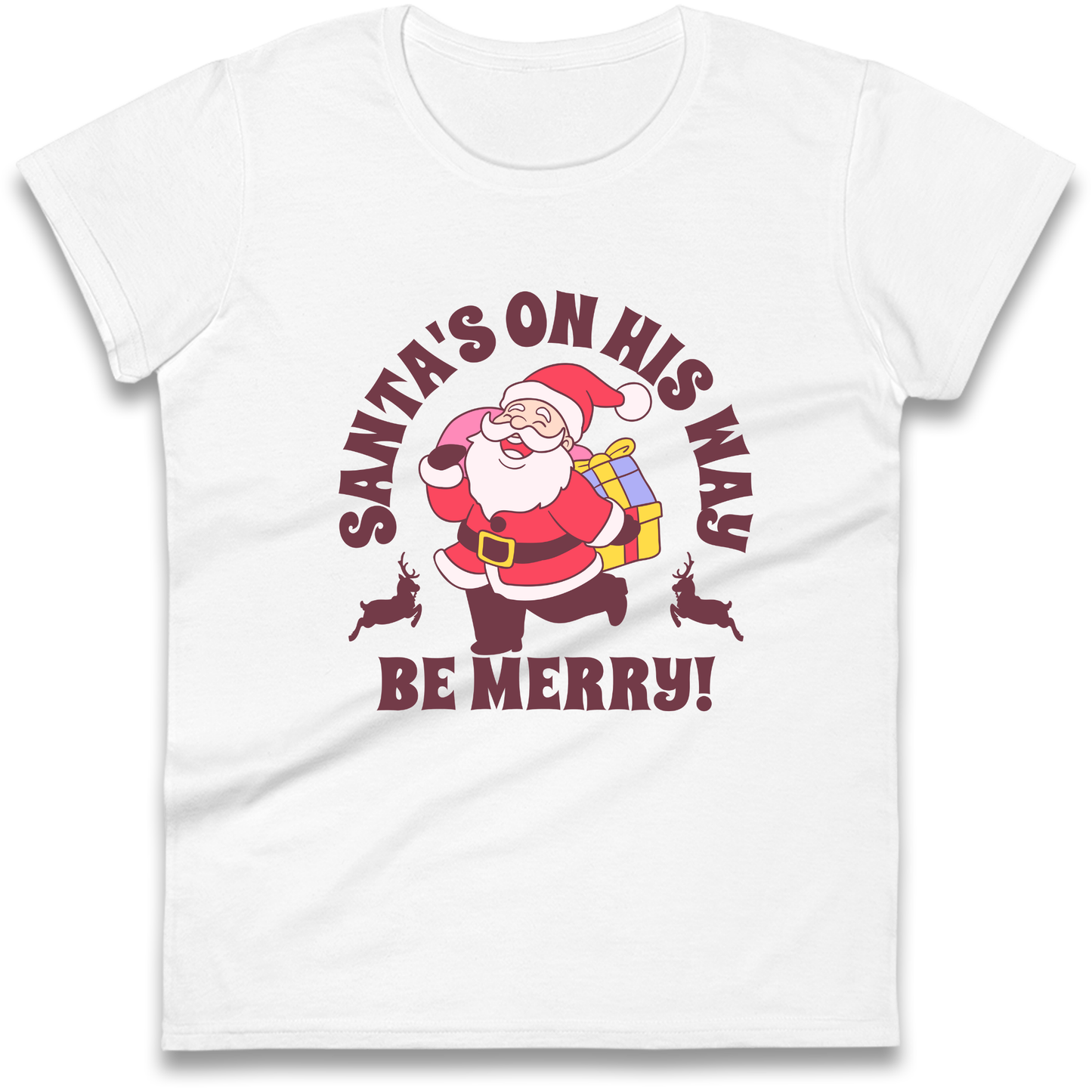 Santa's On His Way Christmas Ladies Shirt
