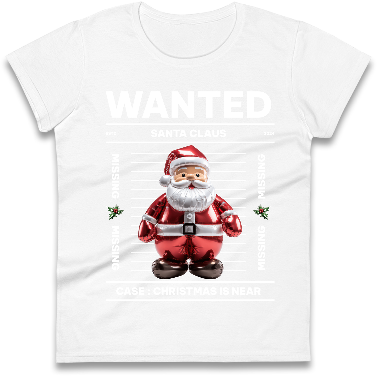 Wanted Santa Claus Christmas Ladies Shirt
